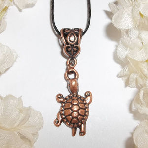 Turtle Necklace Copper & Black NWT Adjustable 4945